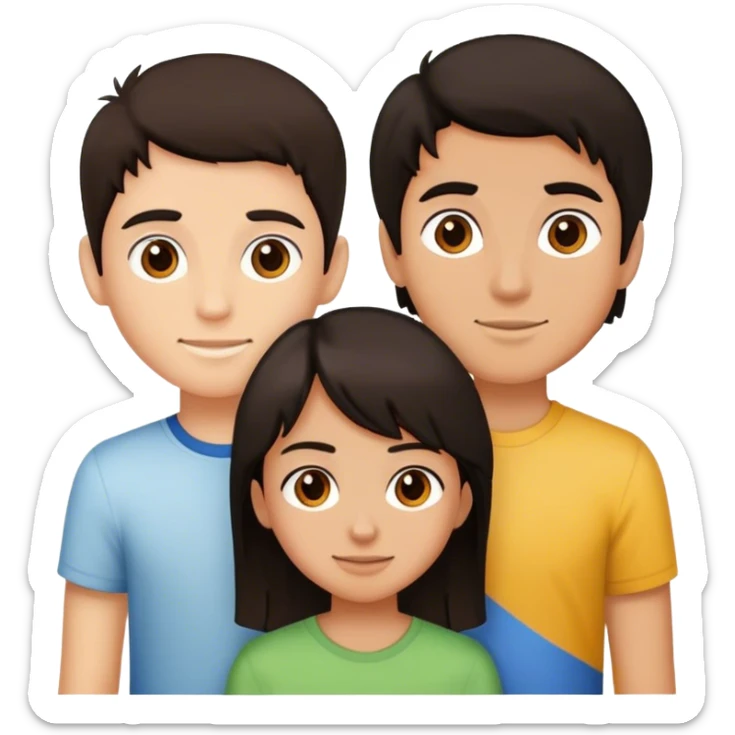 Three Golfer friends , dark hair, left boy, above girl, right boy sticker