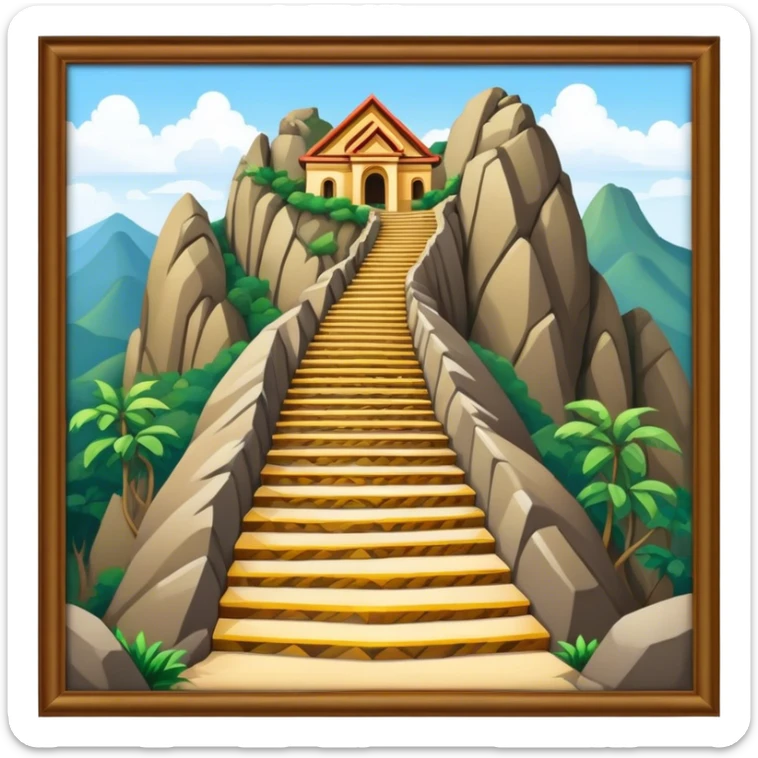 Guatapé Rock Landmark Emoji – Depicting the monolithic rock with its zigzagging staircase. sticker