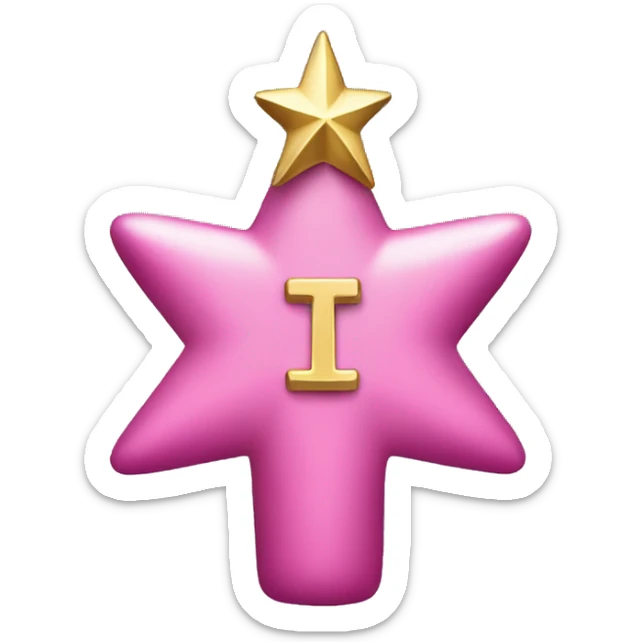 pink christmas tree with gold ornaments and one cross ornament  and a star sticker