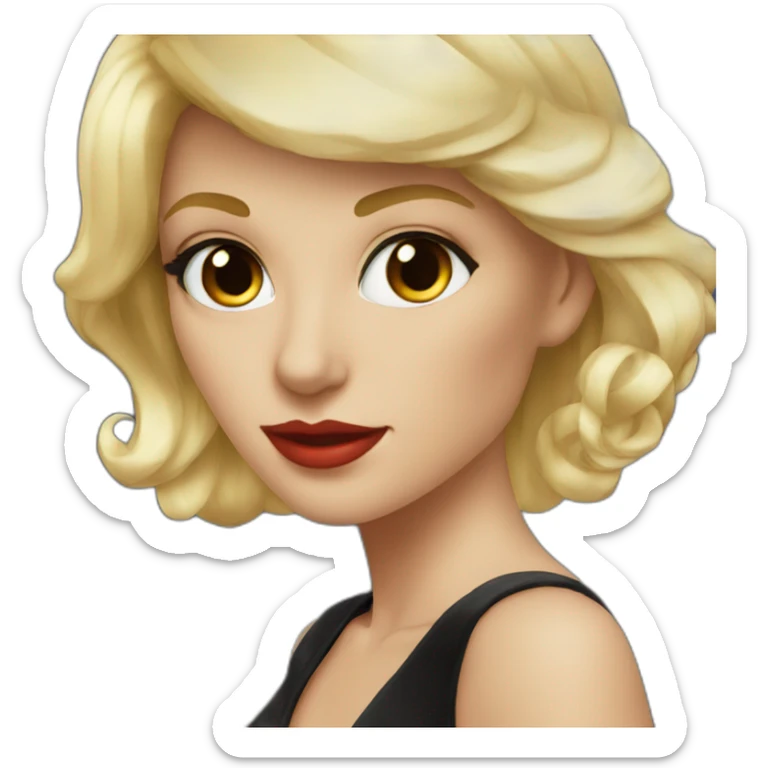 blonde woman in a black cocktail dress red colored eyes sticker