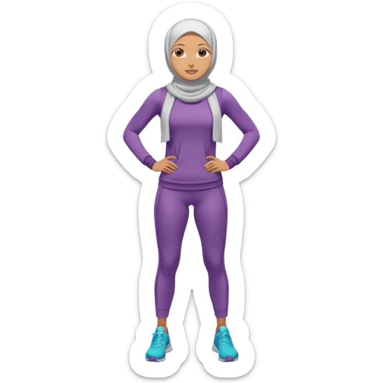 High resolution full body of a girl wearing a hijab and is a fitness trainer sticker