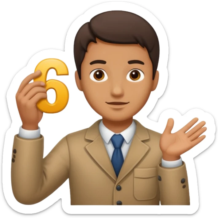 A Man holding the number 6 in one hand, and the number 7 in the other Hand.  sticker