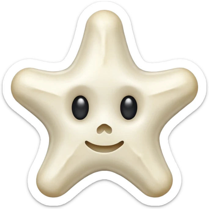 starshape made of bone. no face . no outer ridge. no eyes. no. nose. no mouth. just a star sticker