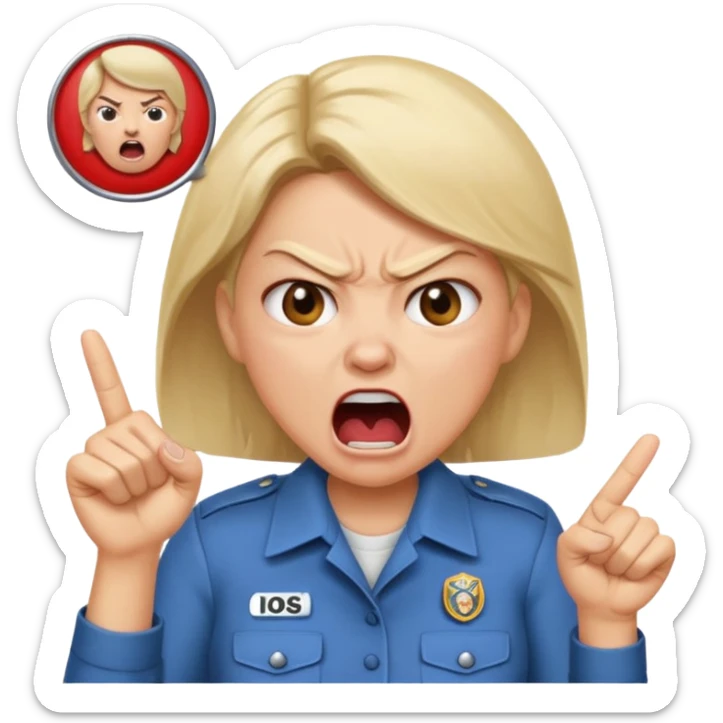 emojis.com a-karen-mom-yelling-at-somebody-that-wont-take-their-dog-out-and-is-showing-her-badge-but-its-fake sticker
