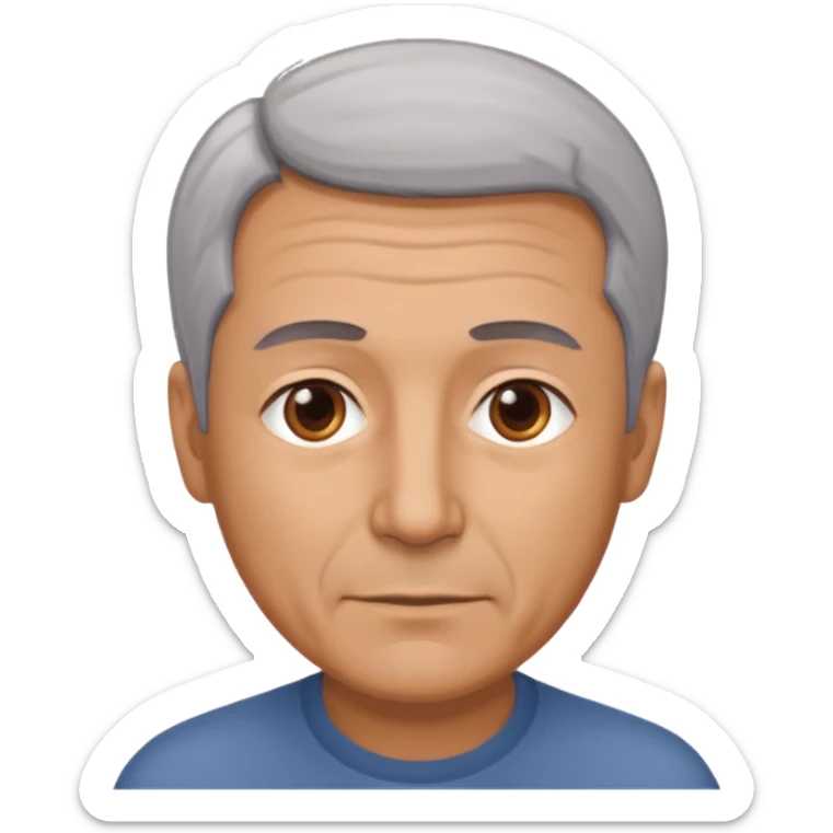 Illustrated emoji of a middle aged man with receding grey hair and brown eyes sticker