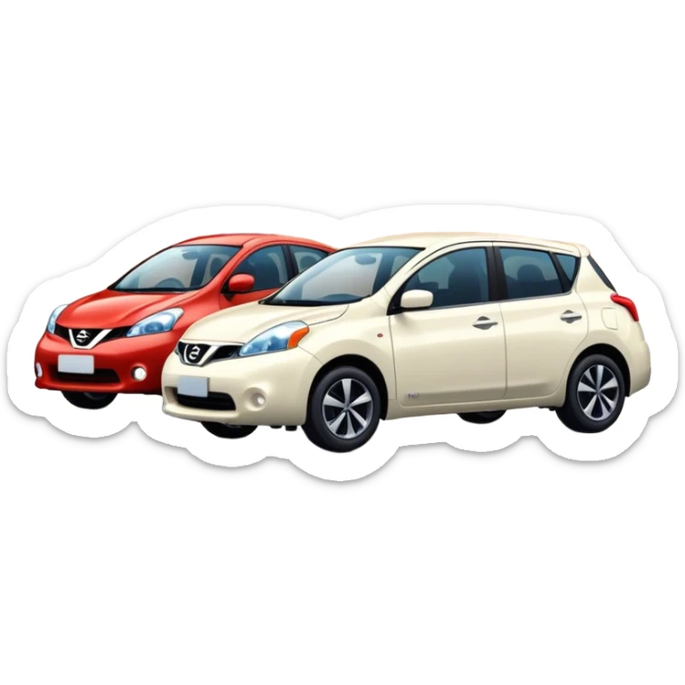 Stars in night dessert and Nissan cars behind sticker