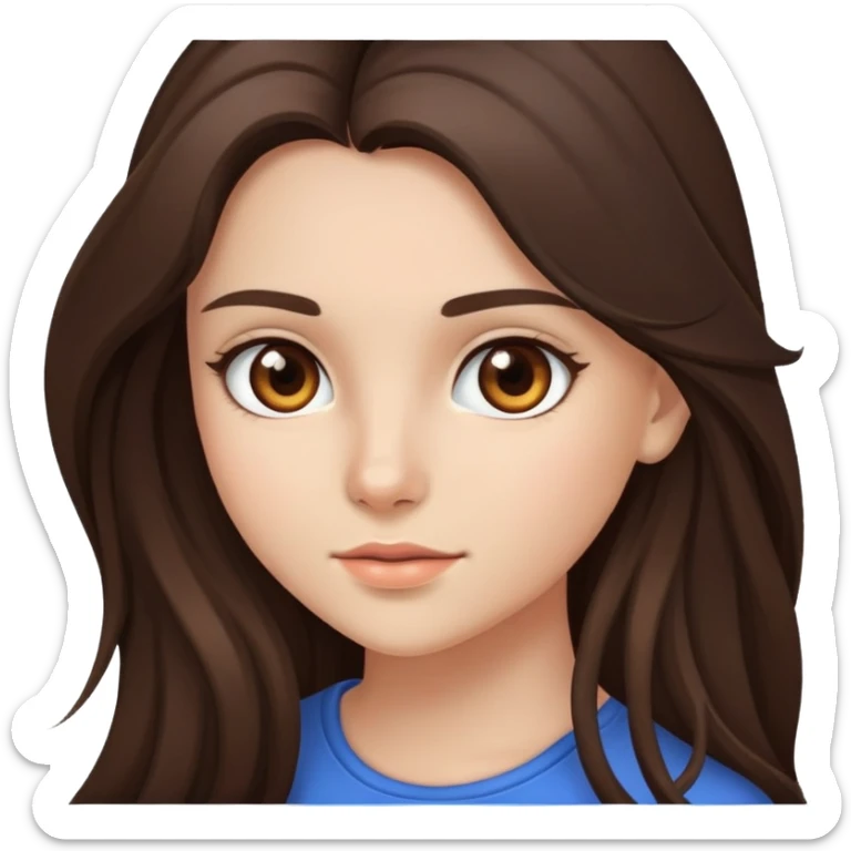 brunette girl long hair with brown eyes  sticker