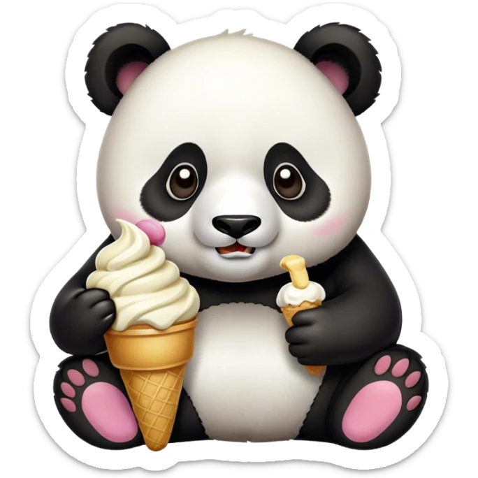 Panda eating ice cream sticker