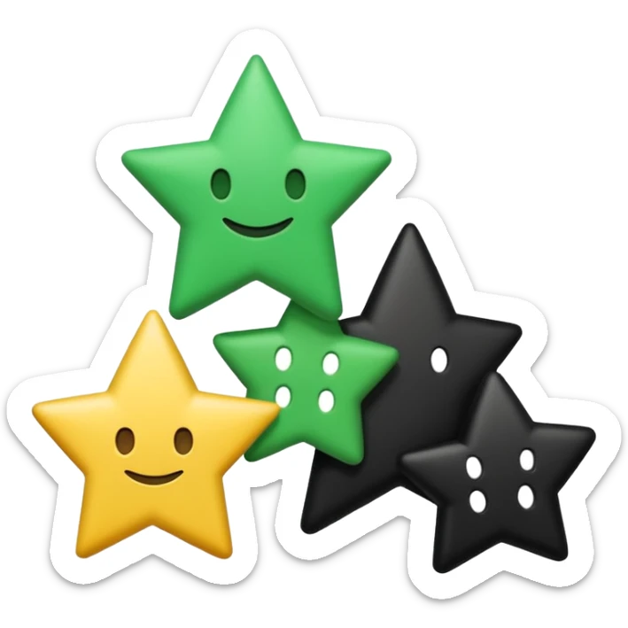 trois bandes superposées, une verte, une blanche et une noire. Sur la bande blanche figurent trois étoiles sticker