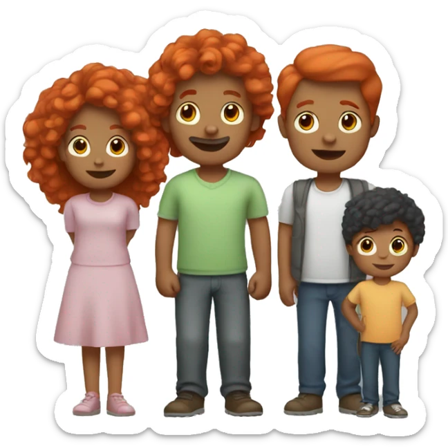 Red haired family sticker