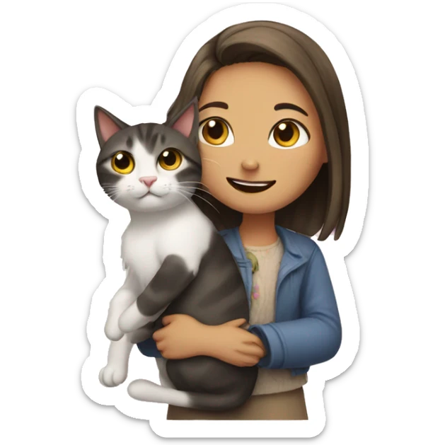 CAT AND GIRL sticker