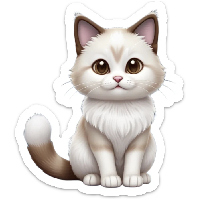 cinematic-[showshoe cat]-realistic-full-body-sitting-emoji,-tail-curled-playfully-around-its-paws,-head-tilted-dramatically,-fluffy-[snowshoe cat]-fur,-simplified-yet-realistic-focused-features,-highly-detailed,-glowing-with-an-almost-sarcastic-glow sticker