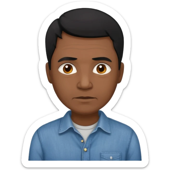 great job, now i would like a middle aged dark brown person with black hair on head in casual shirt ( make him darker in complexion and add some age sticker