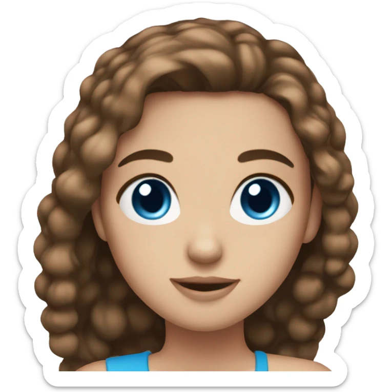 Pretty girl brown hair blue eyes sticker