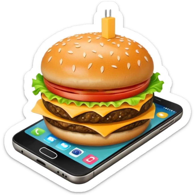 picture of a hamburguer inside of a phone sticker