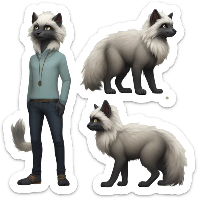 Modern Realistic Rare Fantasy Fluffy Slim Vernid-Trico-Melprin-species by LiLaiRa, full body sticker