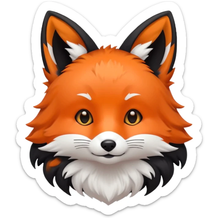 une tête de renard trop kawaii avec des poils noirs à la place des poils blancs sticker