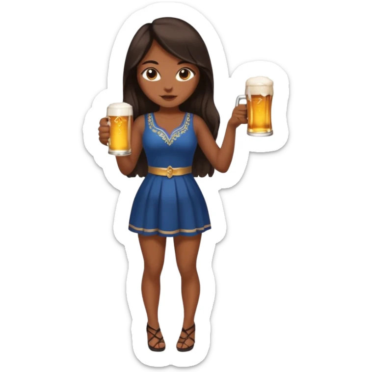 Full body nude very beautiful brown skin young woman, sexual pose, very beautiful face, holding beer, long dark hair sticker