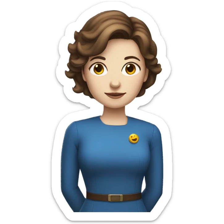 superhero female headteacher with short brown hair and blue dress  sticker