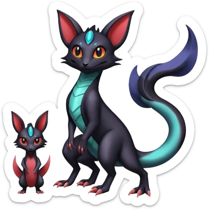 Shiny Salandit-Umbreon-Genet-Noivern-Noibat-Hybrid (Full body) sticker