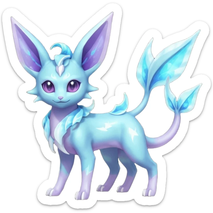 Shiny Nebulae Espeon-Lumineon-Vaporeon-Amaura-Glaceon-Dragonair-Fakémon-hybrid-creature (full body)  sticker