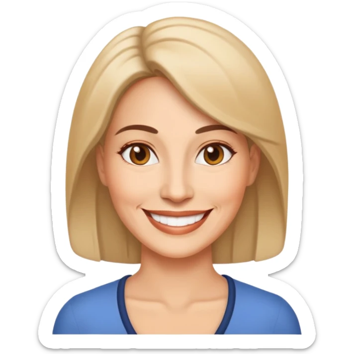 Give me a woman of 47 smiling emoji  sticker