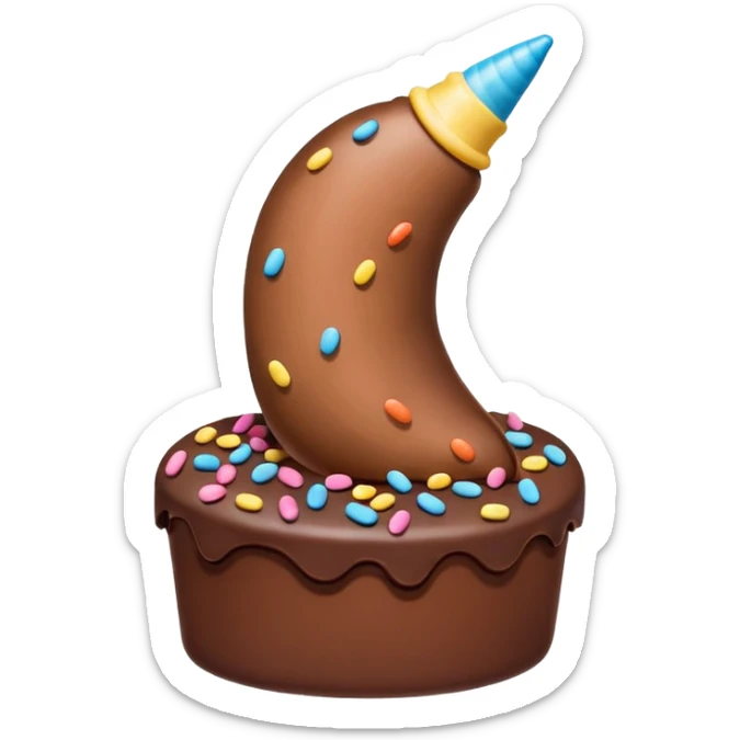 funny cartoon birthday cake shaped like a penis, playful and lighthearted, no explicit details sticker