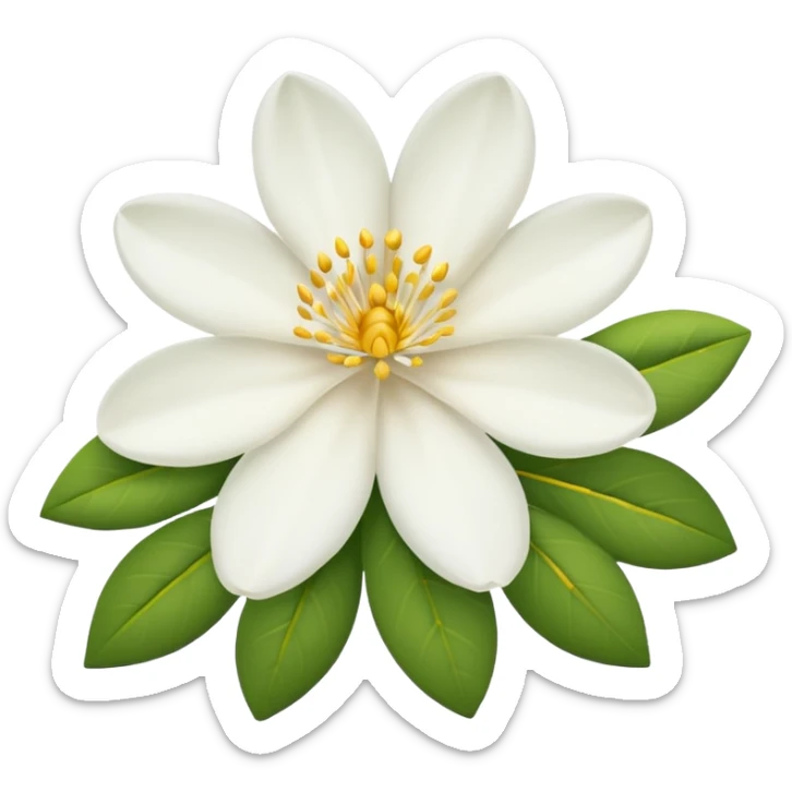  Jasmine flower with white petals and a yellow center of golden stamens. sticker