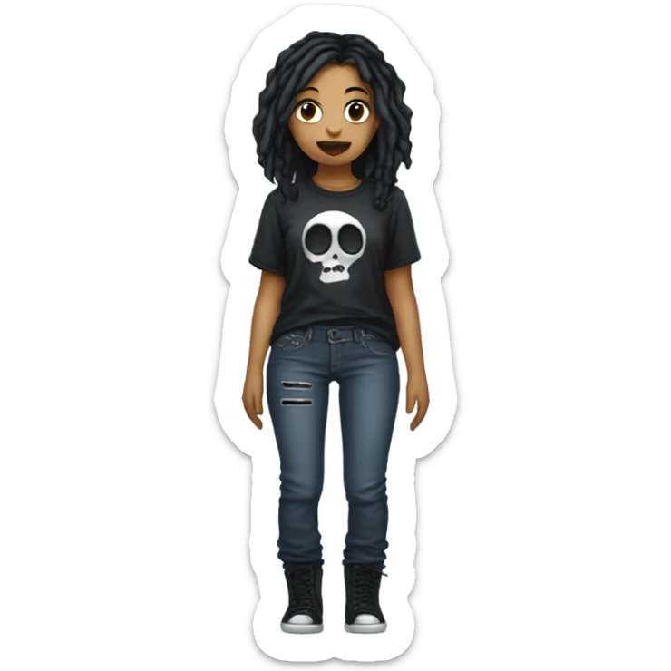 goth girl with baggy jeans and a band shirt sticker