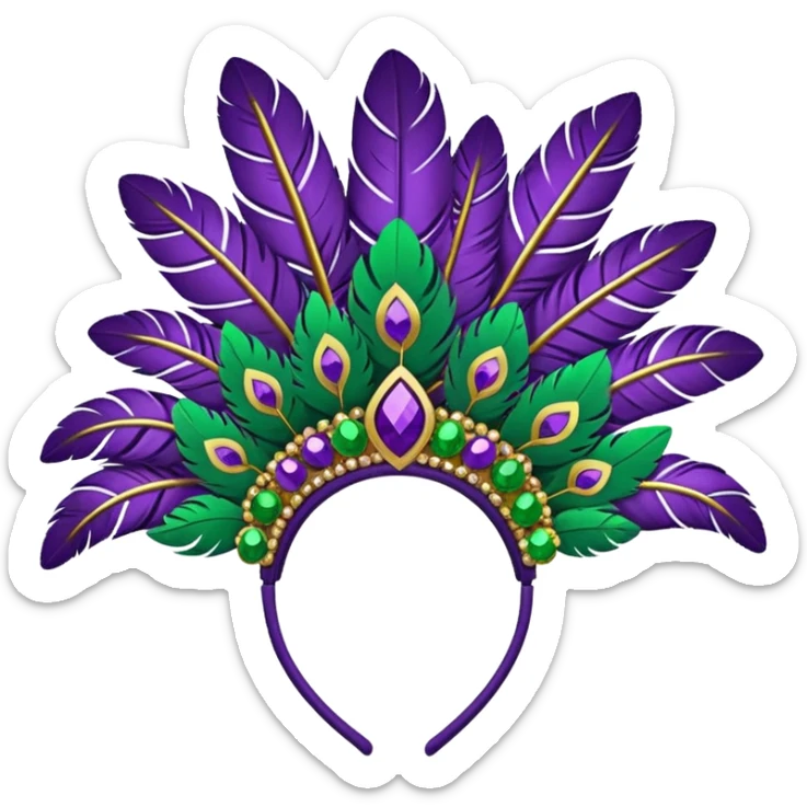 Mardi Gras style headband with purple, green, and gold colors sticker