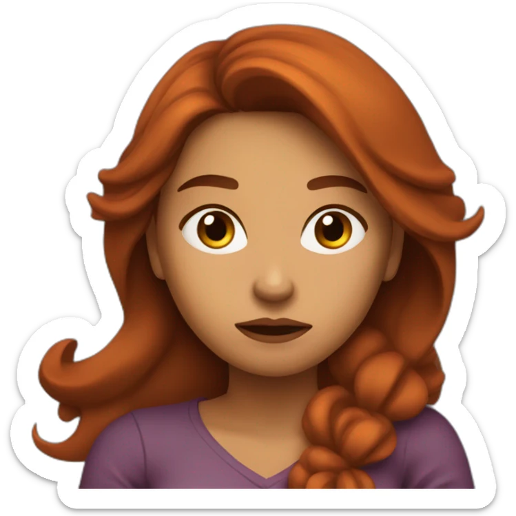 Angry latina woman, with long auburn hair,  with arms crossed over chest. sticker