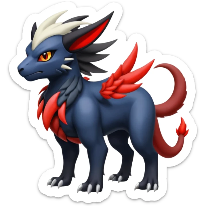 Handsome cool badass edgy Absol-Litten-Darkrai-Giratina-Yveltal-Pokémon-Fakémon-fusion-hybrid-creature sticker