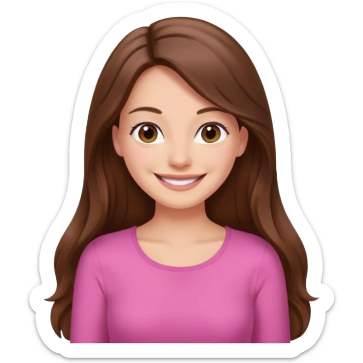 Painting women. smilling   Long hair,  lunette peinture top pink sticker