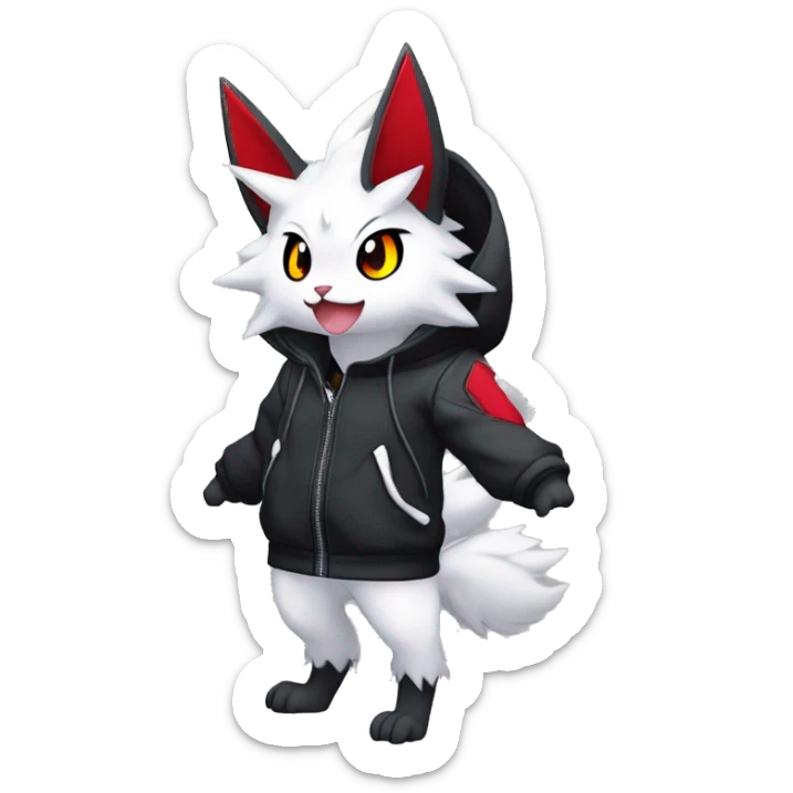 Dark Anthro Cool Kawaii Litten-Absol-Zangoose-Pokémon Punk Techwear Hoodie Cargo Collar sticker