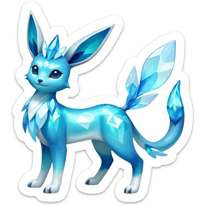 Shiny Exotic Colorful Glaceon-Amaura-Aurorus-Fakémon-hybrid-creature (full body)  sticker