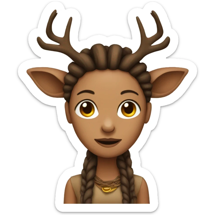 Deer woman with brown dreadlocks sticker