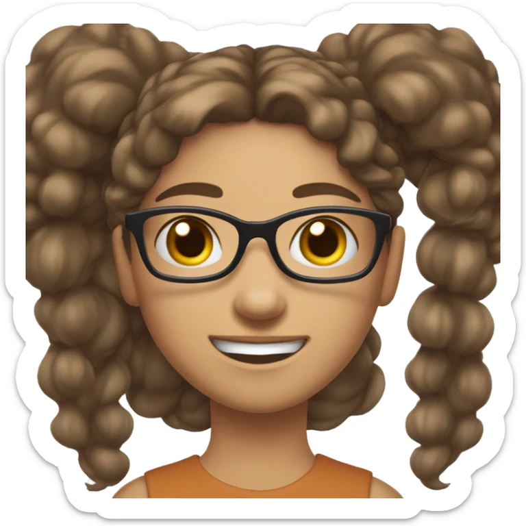 ado fille, cheveux brun,  lunettes, yeux marron, peau blanche, appareil dentaire  sticker