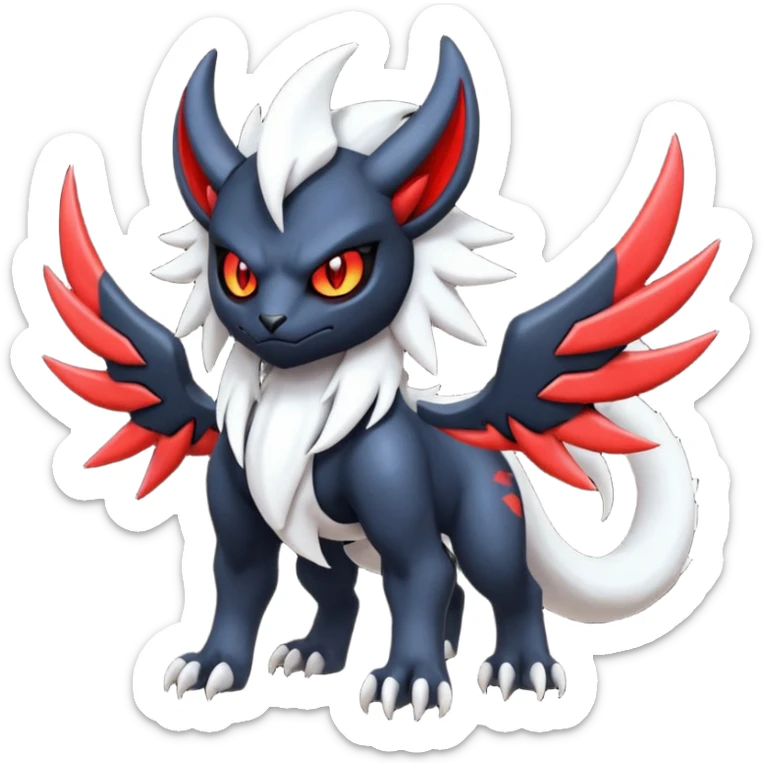 Handsome cool badass edgy Absol-Litten-Darkrai-Giratina-Yveltal-Pokémon-Fakémon-fusion-hybrid-creature sticker