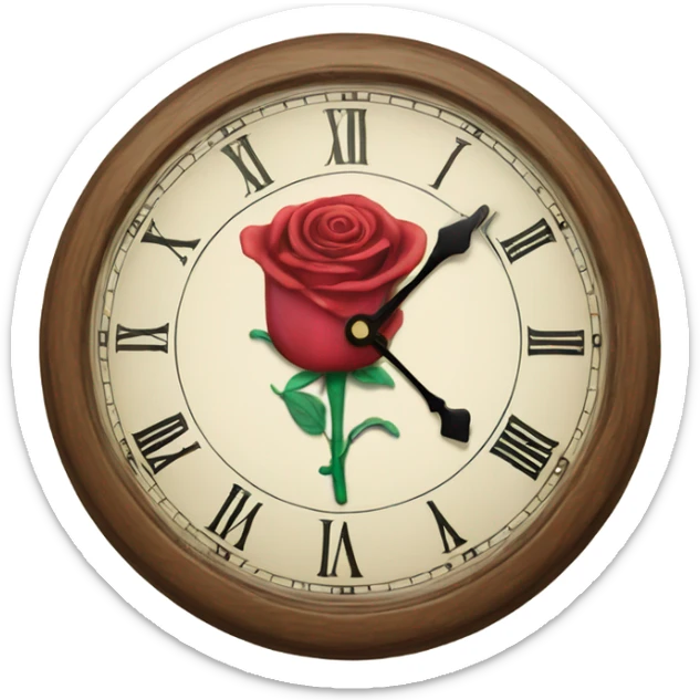 Hand clock roses in Alice in Wonderland style sticker