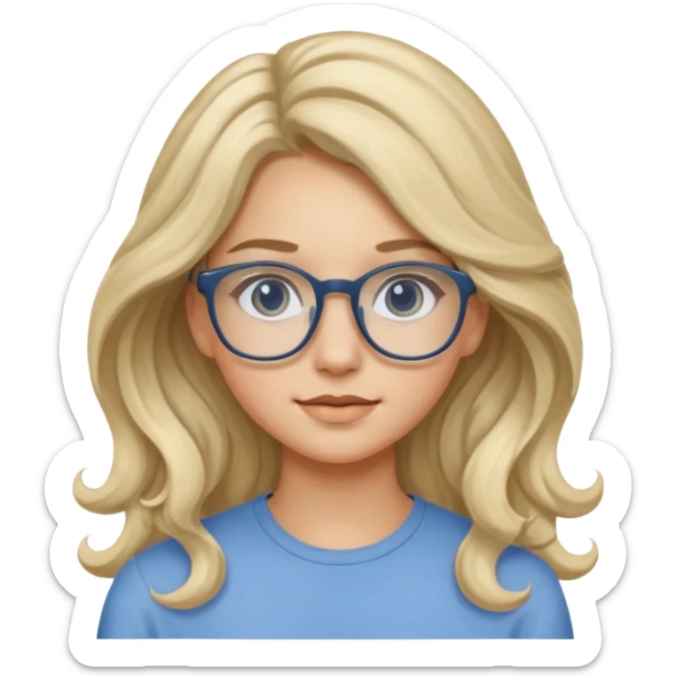Fille 20ans qui a des cheveux long et blond et wavy avec des lunettes et des yeux bleu- gris sticker