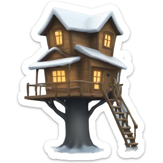 Treehouse in winter  sticker