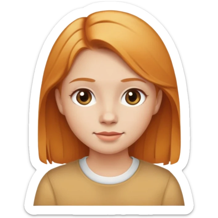 traditional simple emoji of young girl with ginger blonde hair, classic round face, simplified features, standard emoji style sticker