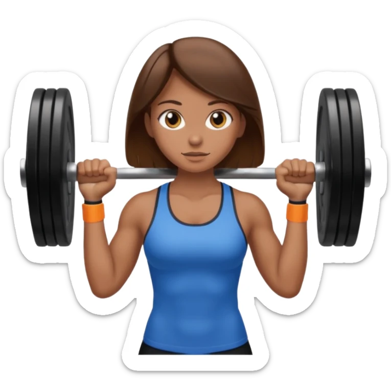 Girl with brown hair and brown eyes with a middle part weight lifting sticker