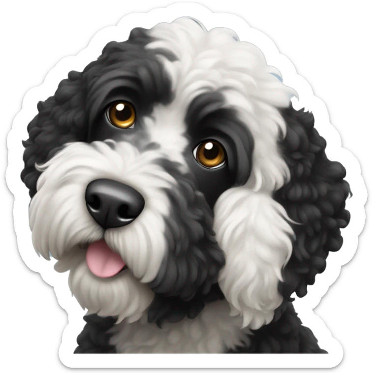 completely black with white tiny spot on the top of head portuguese water dog sticker