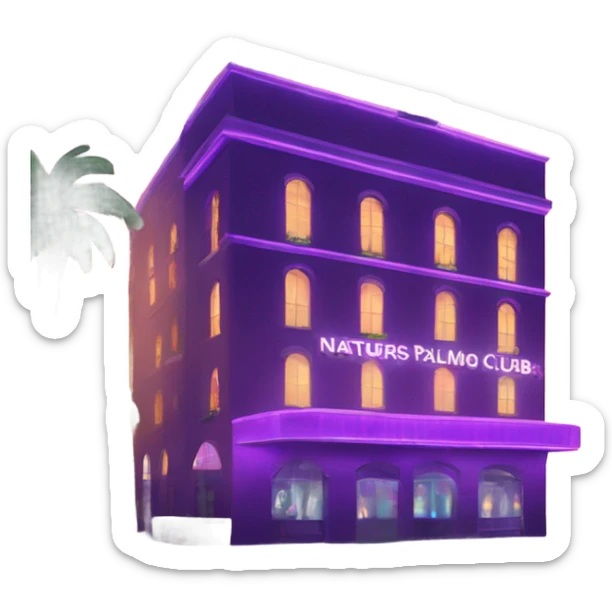  Night club building named Jaguars Club purple lights only two stories with palm trees  sticker