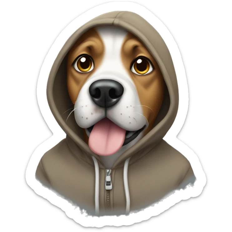 Dog wearing a hoodie sticker
