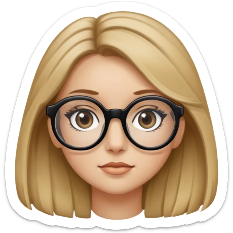 Make a girl with brownish blonde hair with lashes and black roundish glasses sticker