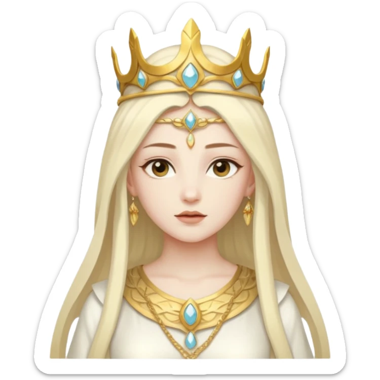 Min, The Noble One from Gods and Goddesses with white outfit, gold headdress sticker