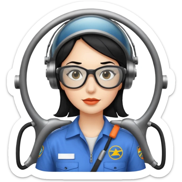 Femme cheveux noir travaille dans le domaine de l'aéronautique sticker