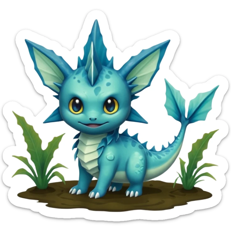 Deep-Dark-Swamp-Seafoam-Green Murky Gloomy Dull Swampy Muddy Vaporeon-Swamp-Monster sticker